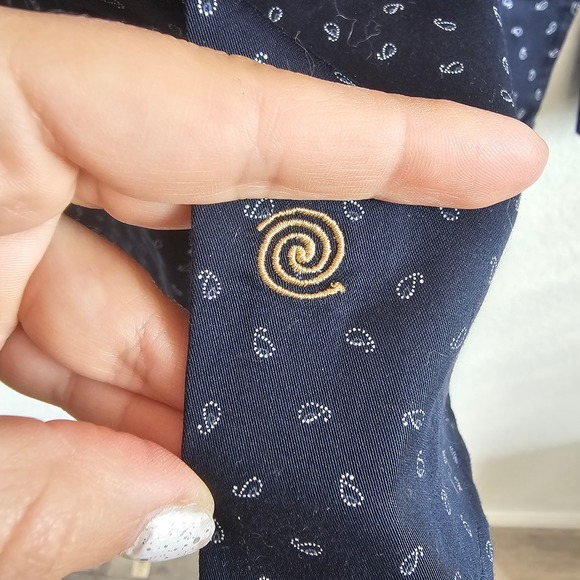 Trend by FX Fusion Mens Navy Blue Micro Paisley Modern Fit Button Down Shirt M - Picture 4 of 4